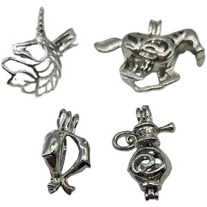 Lot 4 Silver Cage Pendants for Pearls